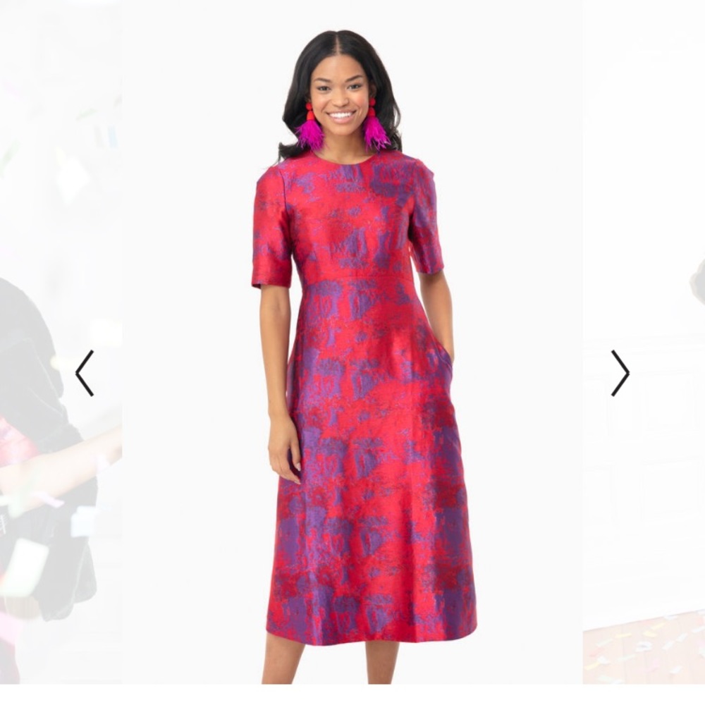 Tuckernuck RASPBERRY JACQUARD BALDWIN DRESS